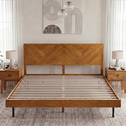 Acacia Solid Wood Bed Frame - Alander Deluxe Platform Bed