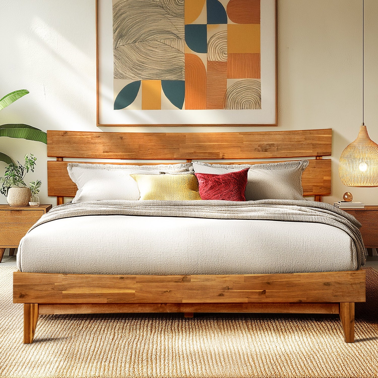 Aurora Acacia Solid Wood Bed Frame - Mocha, Walnut, Caramel, Chocolate