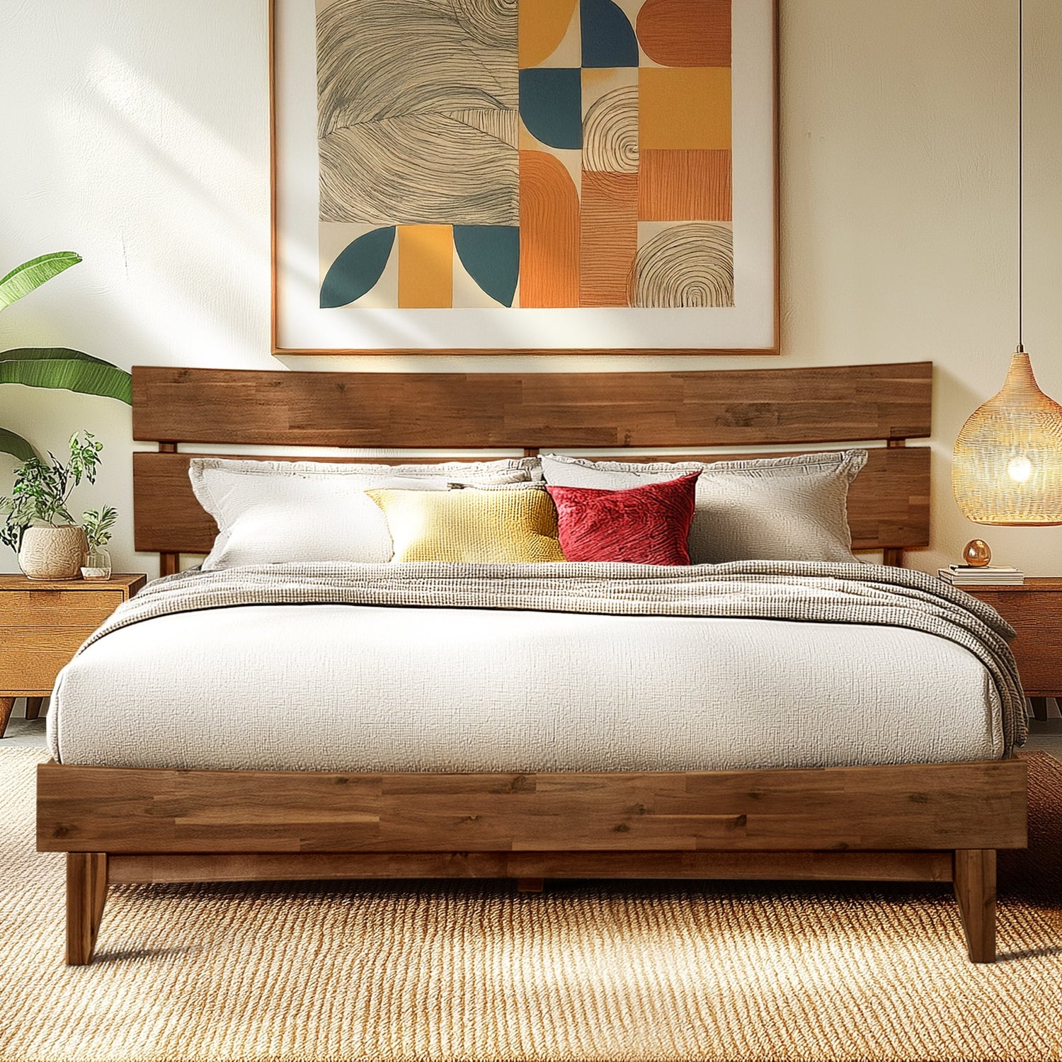 Aurora Acacia Solid Wood Bed Frame - Mocha, Walnut, Caramel, Chocolate