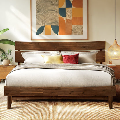 Aurora Acacia Solid Wood Bed Frame - Mocha, Walnut, Caramel, Chocolate