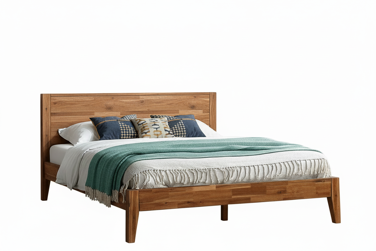 Emery Solid Acacia Wood Bed Frame - Multiple Finishes