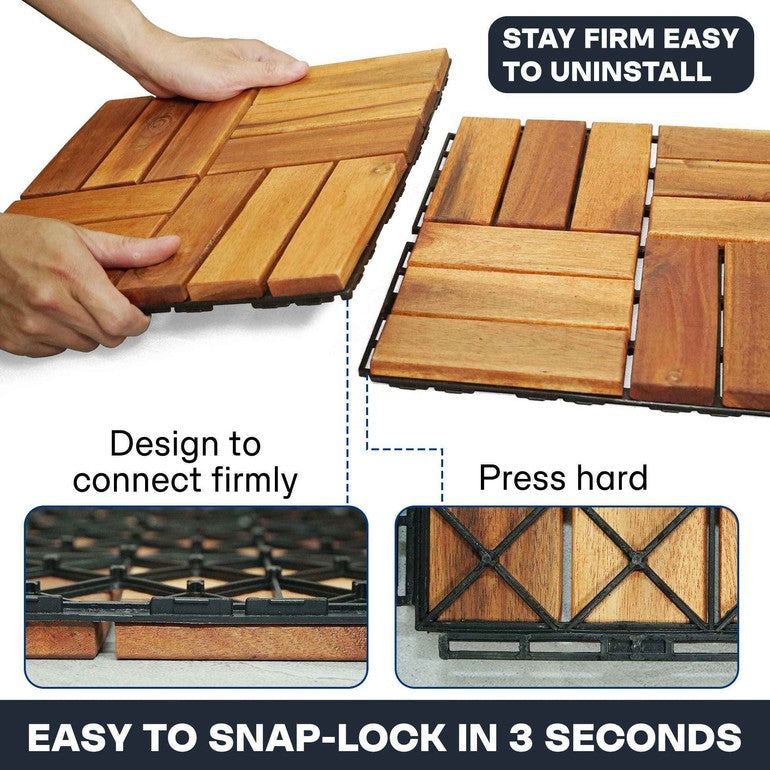 Solid Wood Deck Tiles - Box of 10, 2 Colors