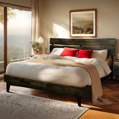 Aurora Acacia Solid Wood Bed Frame - Mocha, Walnut, Caramel, Chocolate