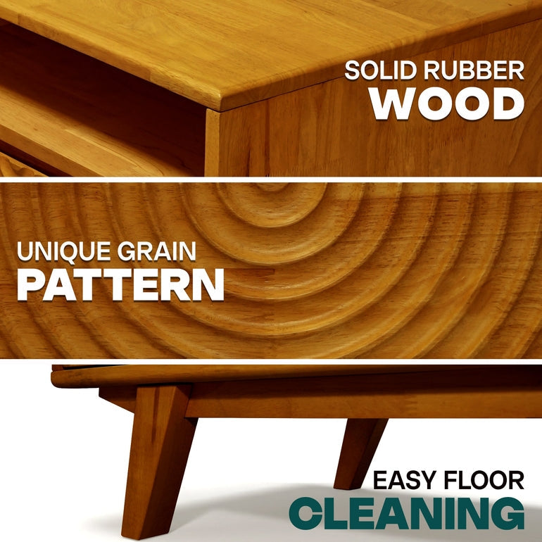 Harmony Solid Acacia Coffee Table with Drawers &amp; Open Storage - 3 Colors