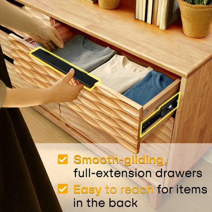Elara Acacia Wood 6 Drawer Dresser - 3 Colors