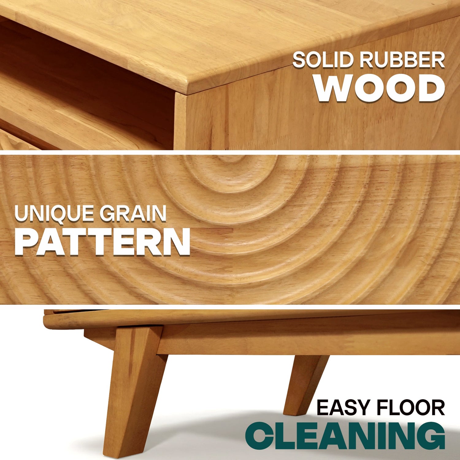 Harmony Solid Acacia Coffee Table with Drawers &amp; Open Storage - 3 Colors