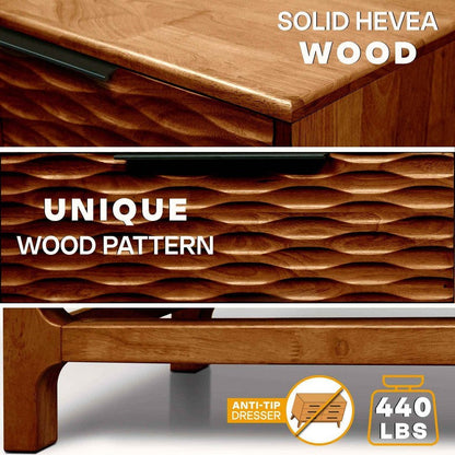 Elara Acacia Wood 6 Drawer Dresser - 3 Colors