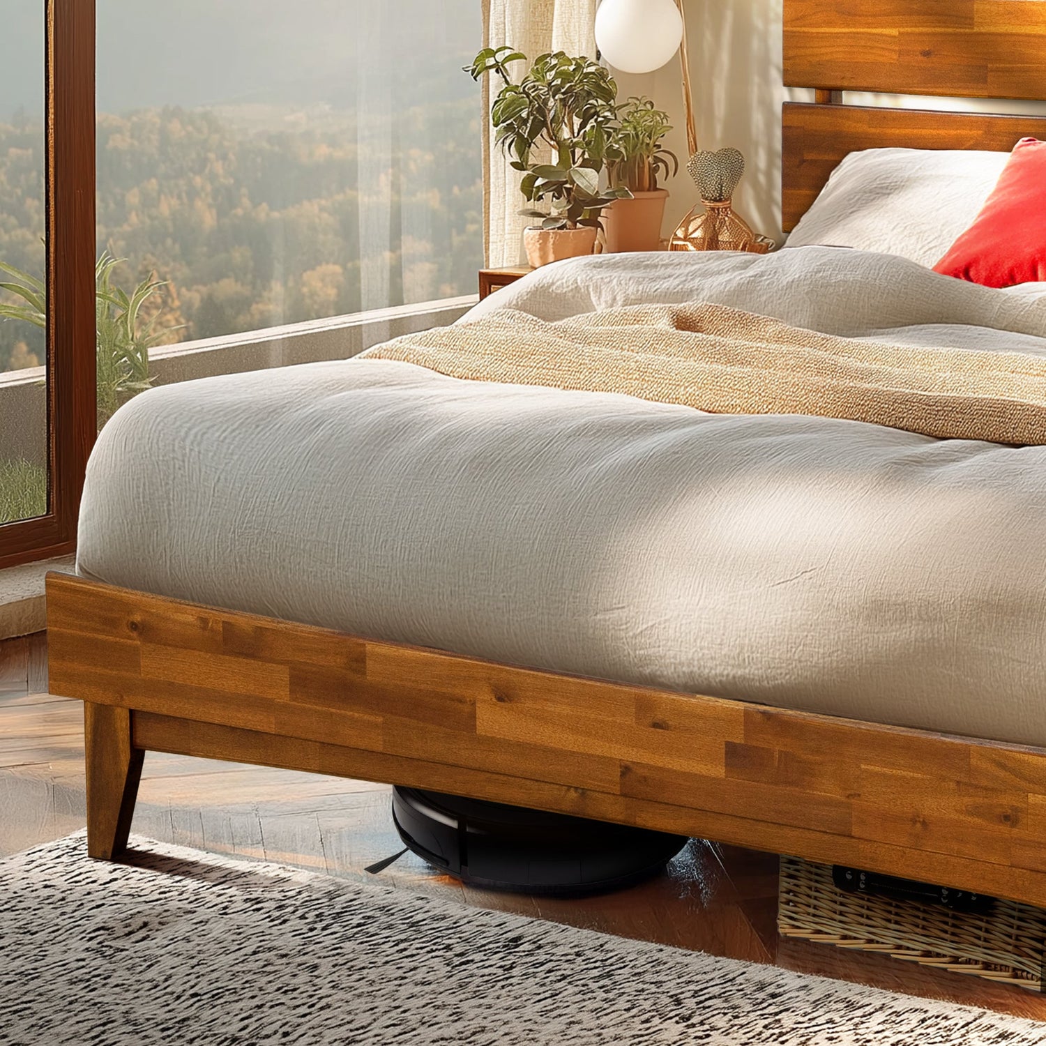 Aurora Acacia Solid Wood Bed Frame - Mocha, Walnut, Caramel, Chocolate