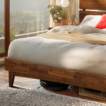 Aurora Acacia Solid Wood Bed Frame - Mocha, Walnut, Caramel, Chocolate