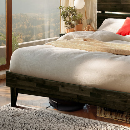 Aurora Acacia Solid Wood Bed Frame - Mocha, Walnut, Caramel, Chocolate
