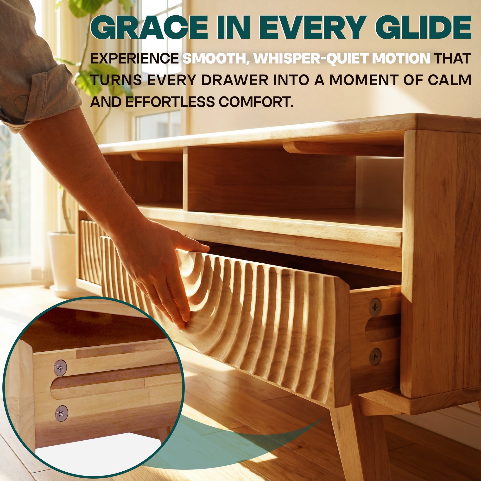 Harmony Solid Acacia Coffee Table with Drawers &amp; Open Storage - 3 Colors