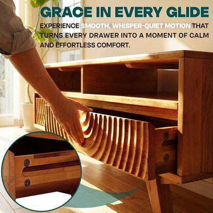 Harmony Solid Acacia Coffee Table with Drawers &amp; Open Storage - 3 Colors