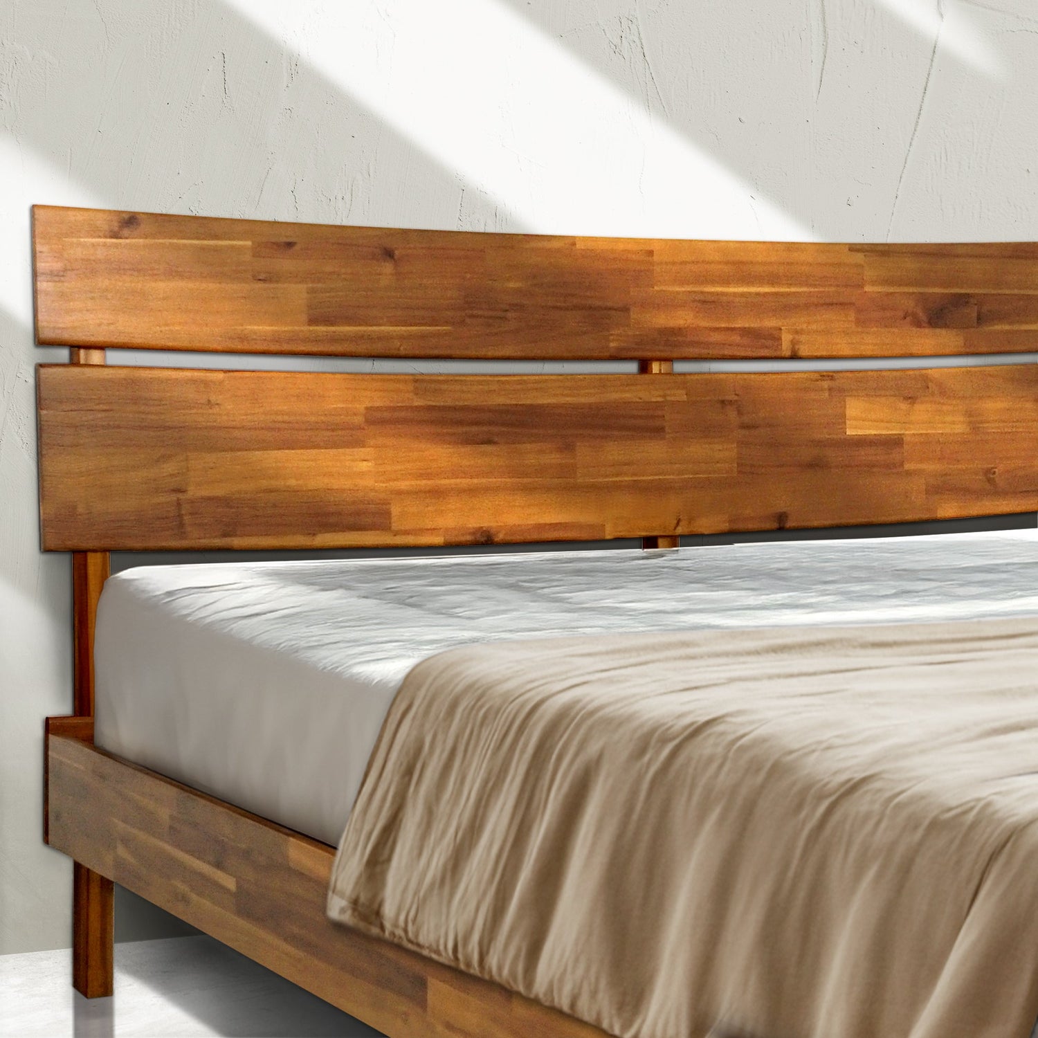 Aurora Acacia Solid Wood Bed Frame - Mocha, Walnut, Caramel, Chocolate