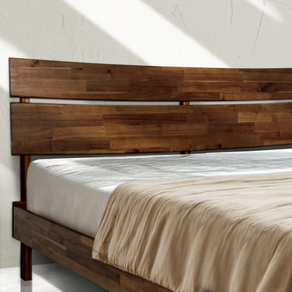 Aurora Acacia Solid Wood Bed Frame - Mocha, Walnut, Caramel, Chocolate