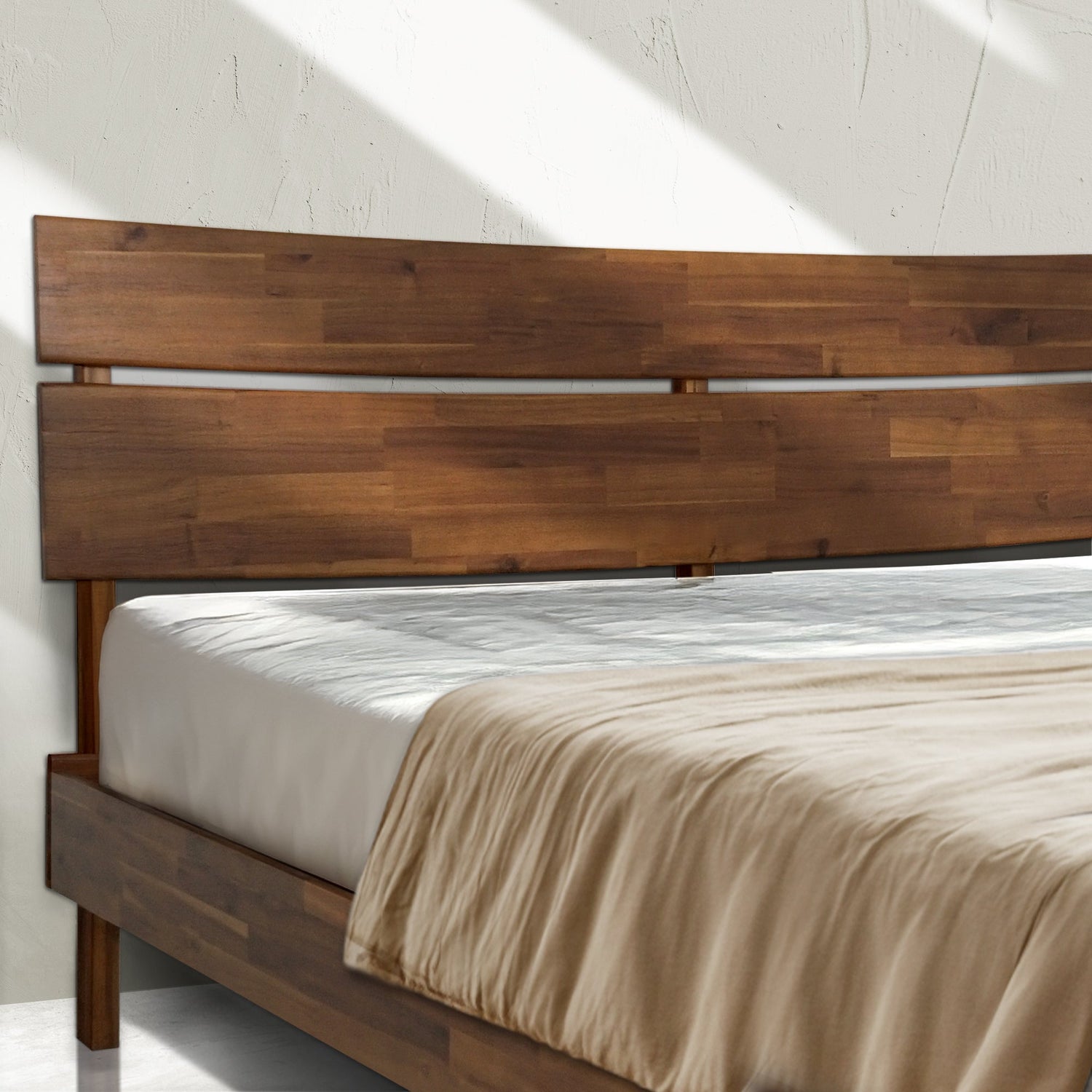 Aurora Acacia Solid Wood Bed Frame - Mocha, Walnut, Caramel, Chocolate