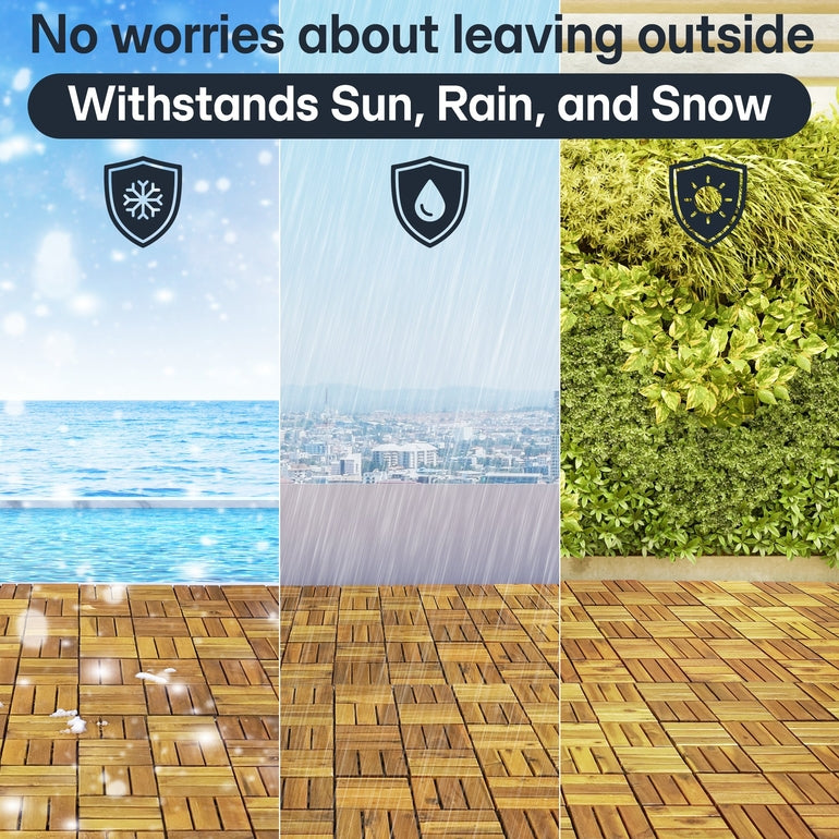 Solid Wood Deck Tiles - Box of 10, 2 Colors