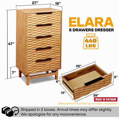 Acacia Elara Dresser with 5 Drawers for Stylish Storage Solutions - 2 Colors