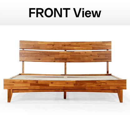 Aurora Acacia Solid Wood Bed Frame - Mocha, Walnut, Caramel, Chocolate