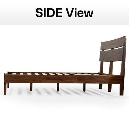 Aurora Acacia Solid Wood Bed Frame - Mocha, Walnut, Caramel, Chocolate