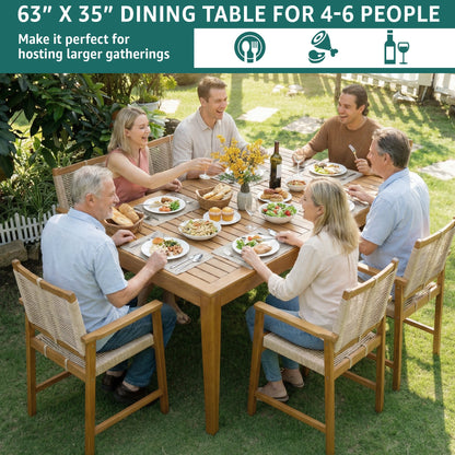 Classic Acacia Wood Outdoor Dining Table for 6