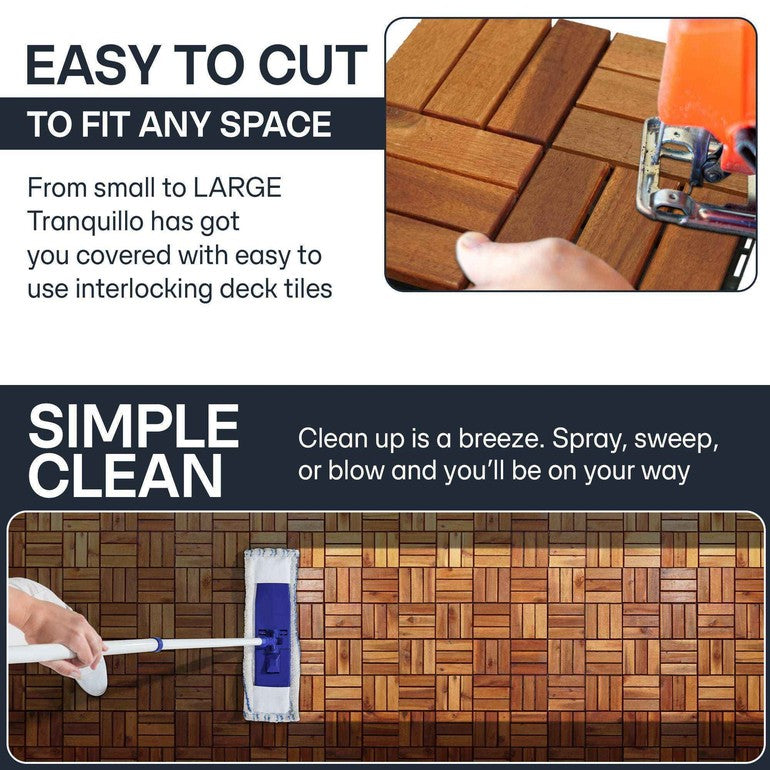 Solid Wood Deck Tiles - Box of 10, 2 Colors