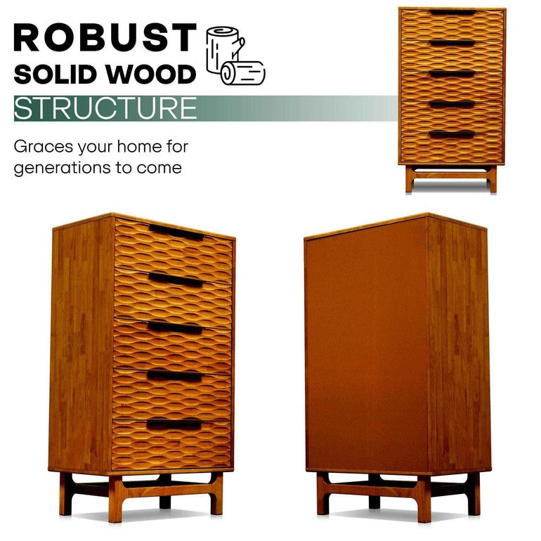 Acacia Elara Dresser with 5 Drawers for Stylish Storage Solutions - 2 Colors