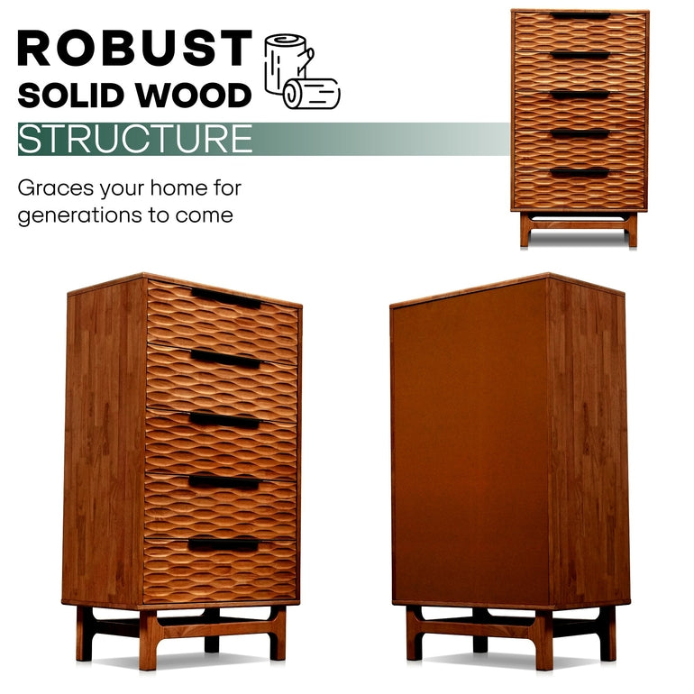 Acacia Elara Dresser with 5 Drawers for Stylish Storage Solutions - 2 Colors