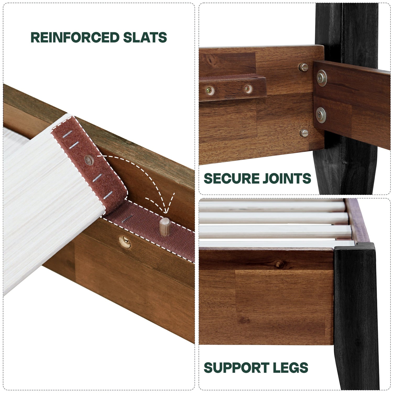Emery Solid Acacia Wood Bed Frame - Multiple Finishes
