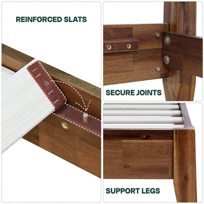Emery Solid Acacia Wood Bed Frame - Multiple Finishes