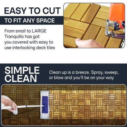 Solid Wood Deck Tiles - Box of 10, 2 Colors