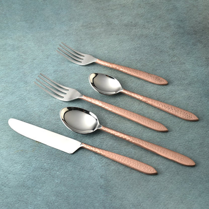 Crimson Hammered Flatware 5 Piece Place Setting