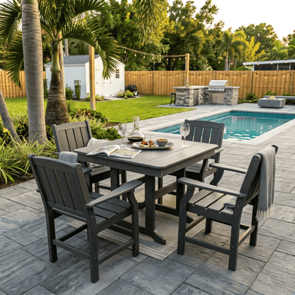 Corex HDPE Outdoor Dining Sets - 5 Piece, Gray or Black