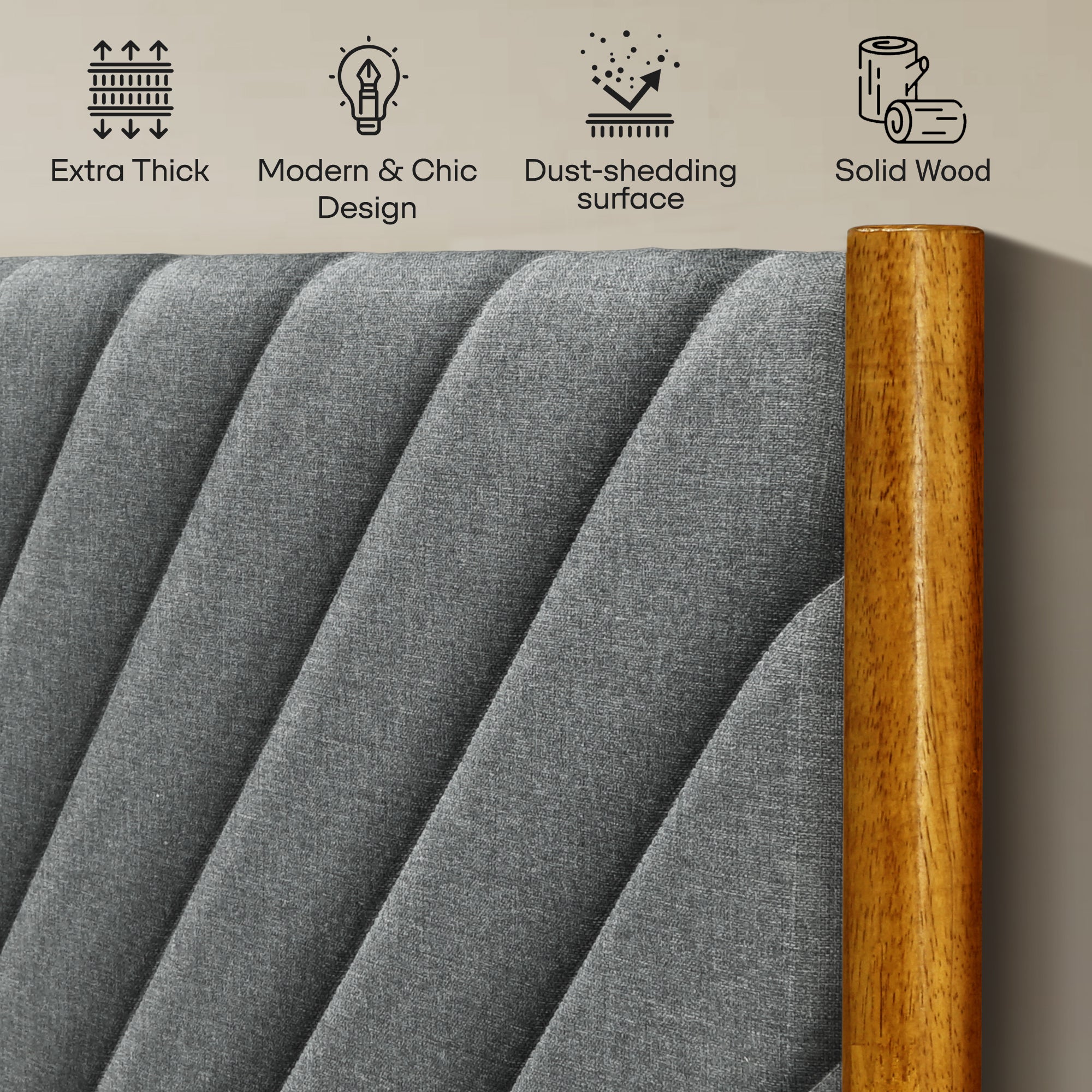 Acacia Astoria Upholstered Solid Wood Bed In Caramel or Walnut