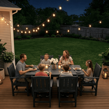 7-Piece HDPE Outdoor Dining Table and Chairs with Umbrella Hole - Multiple Sizes, 2 Colors