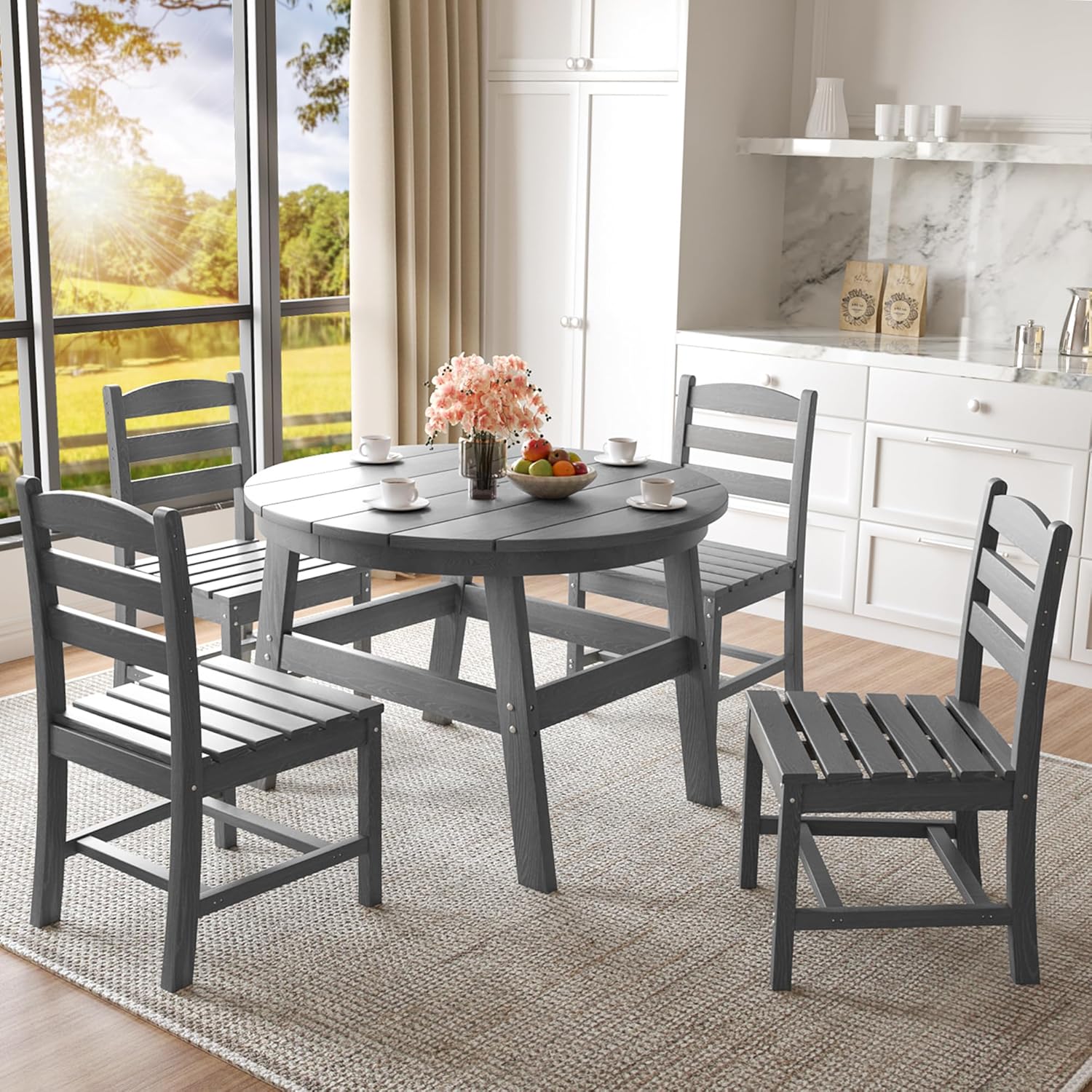 Corex HDPE Outdoor Dining Sets - 5 Piece, Gray or Black