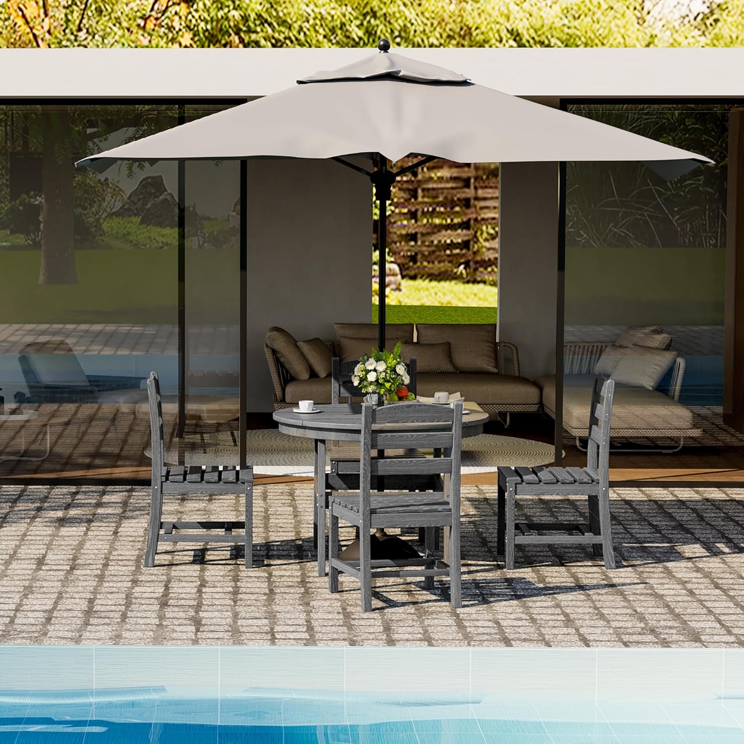Corex HDPE Outdoor Dining Sets - 5 Piece, Gray or Black