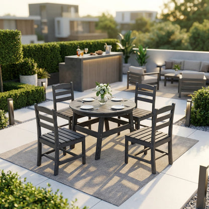 Corex HDPE Outdoor Dining Sets - 5 Piece, Gray or Black