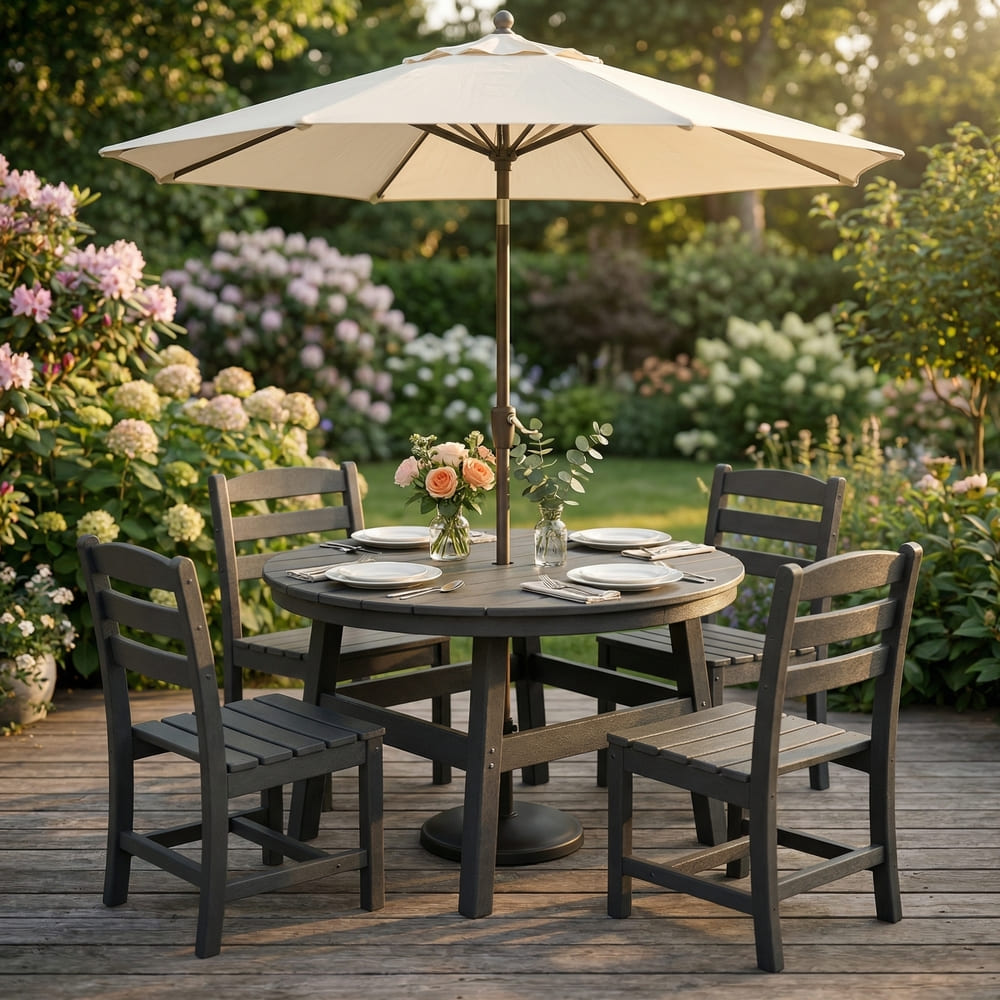 Corex HDPE Outdoor Dining Sets - 5 Piece, Gray or Black