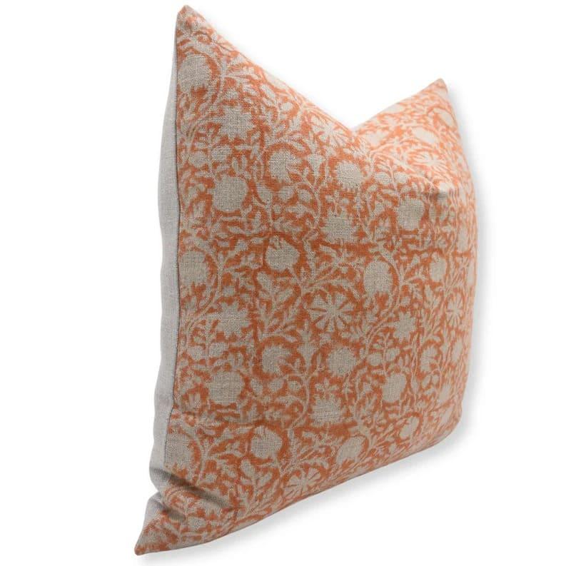 Chakri Handmade Block Printed Linen Pillow Cover - Copper