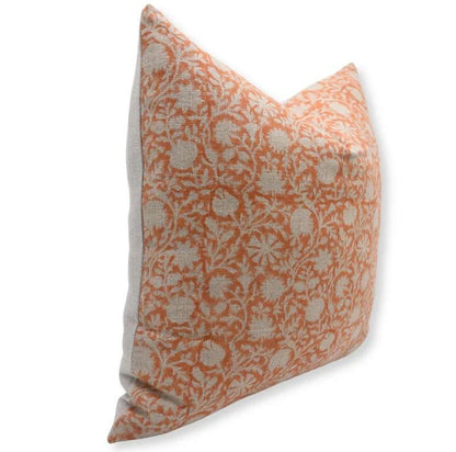Chakri Handmade Block Printed Linen Pillow Cover - Copper
