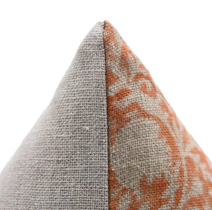 Chakri Handmade Block Printed Linen Pillow Cover - Copper