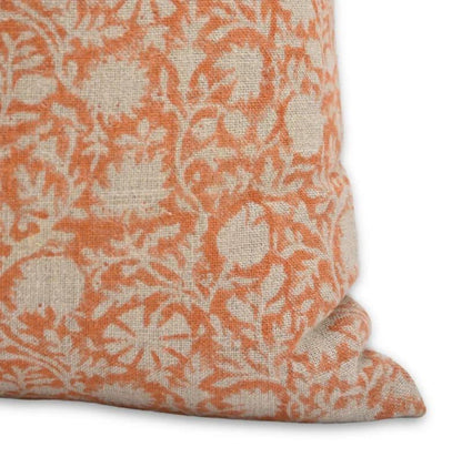 Chakri Handmade Block Printed Linen Pillow Cover - Copper