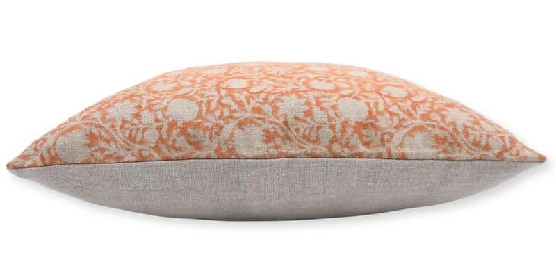 Chakri Handmade Block Printed Linen Pillow Cover - Copper