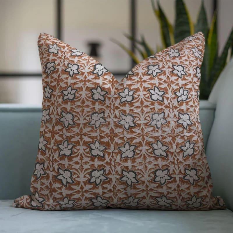 Chudamani Handmade Block Print Linen Pillow Cover