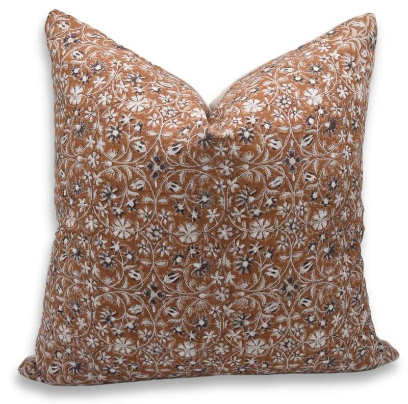 Brown Mahalaxmi Hand Block Printed Pillow Cover