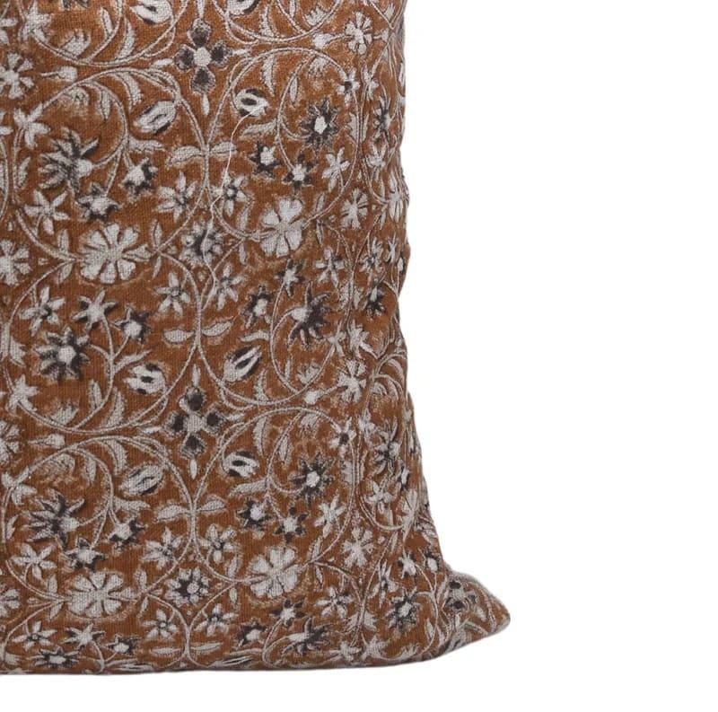 Brown Mahalaxmi Hand Block Printed Pillow Cover