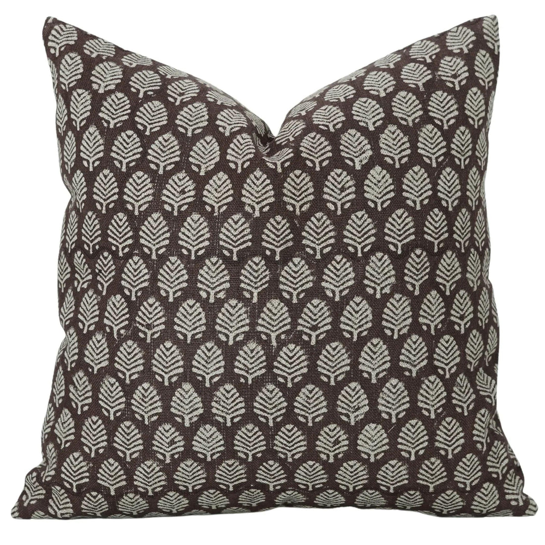 Sangmarmar Handmade Block Print Pillow Cover - Dark Brown