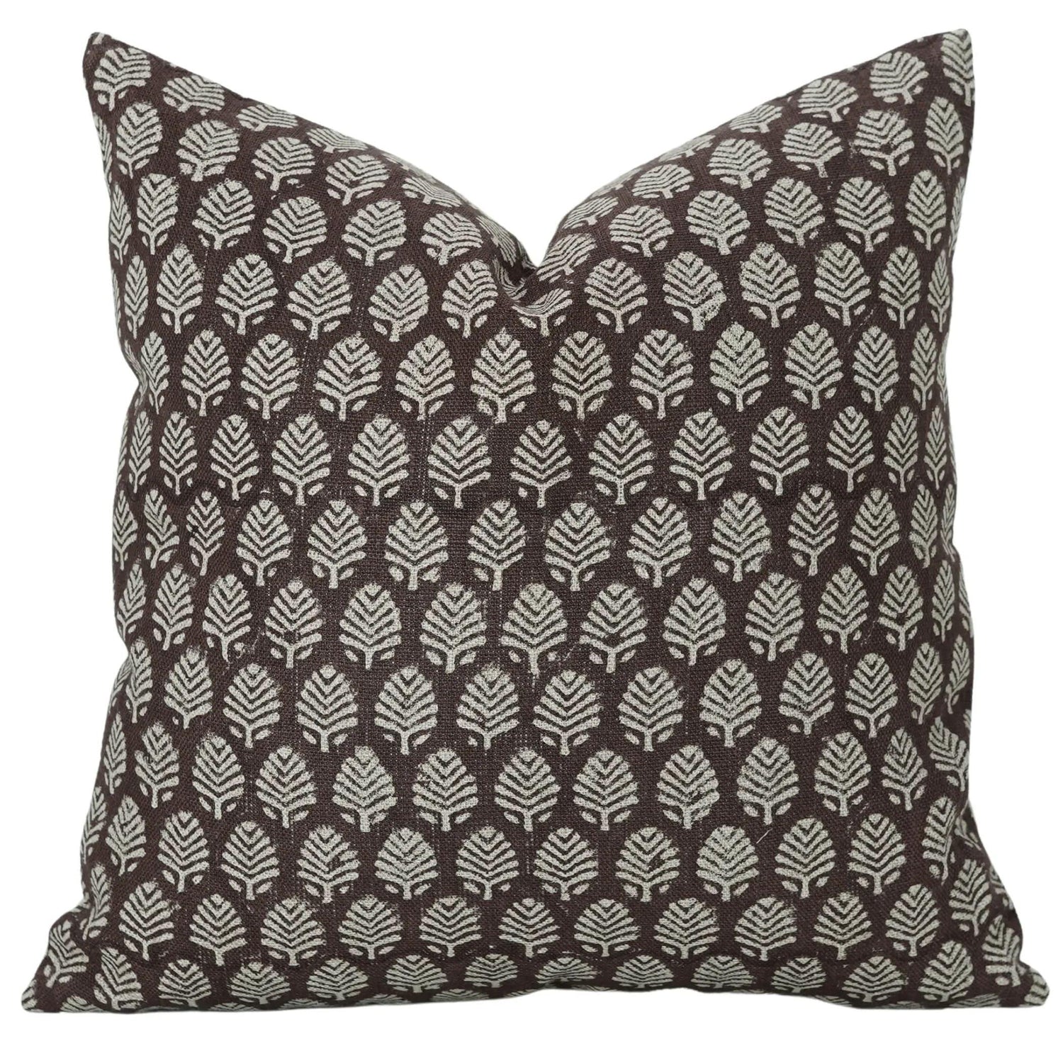 Sangmarmar Handmade Block Print Pillow Cover - Dark Brown