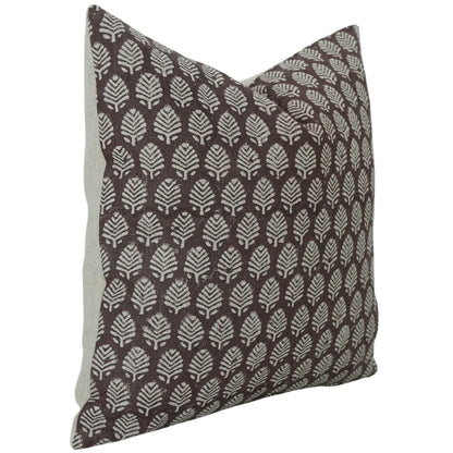 Sangmarmar Handmade Block Print Pillow Cover - Dark Brown