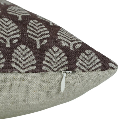 Sangmarmar Handmade Block Print Pillow Cover - Dark Brown